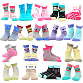 TeeHee Girls Toddler Kids Socks Cute and Fun Cotton Crew Socks 18 Pair Pack with Gift Box